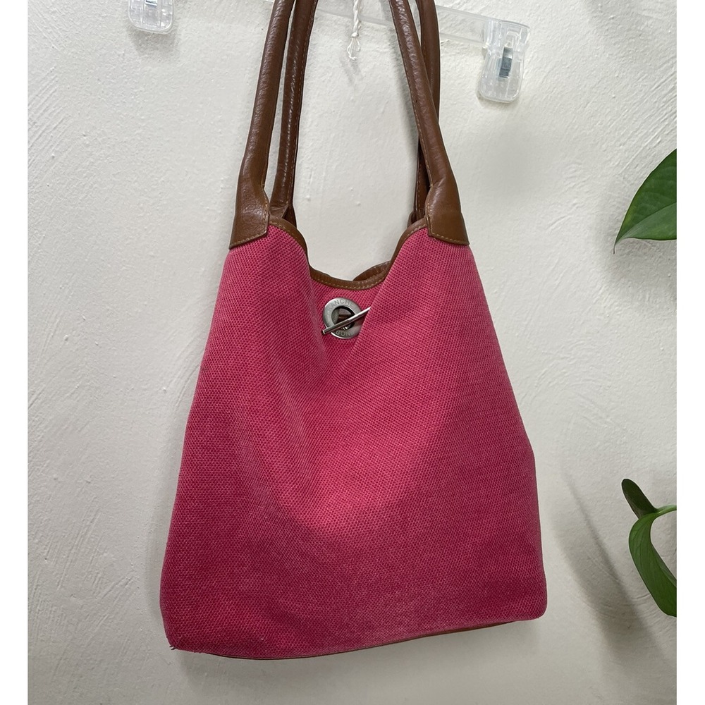 Franchetti Bond Rasberry Color Fabrick Leather Strap Shoulder Bag View 4